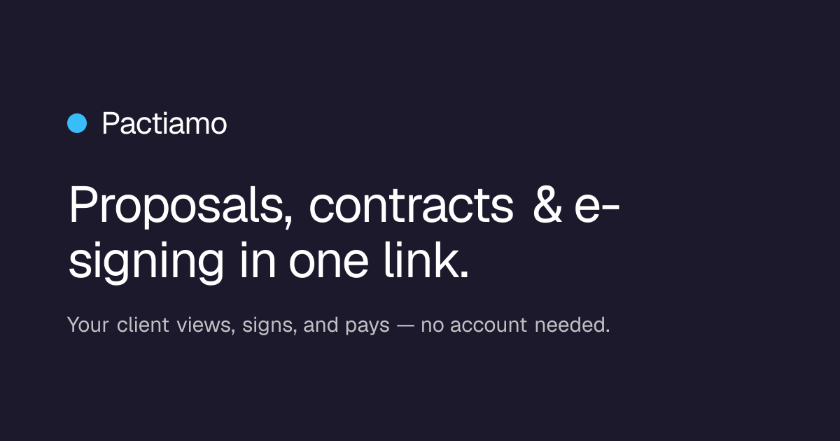 Pactiamo|Proposals, contracts, signatures and payment in one link